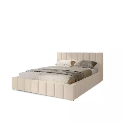 Gepolstertes Einzelbett 120x200 mit Stauraum BURKE - Vanille