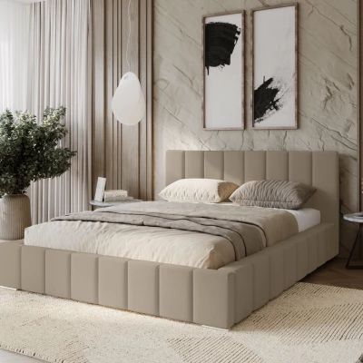 Gepolstertes Einzelbett 120x200 mit Stauraum BURKE - Latte