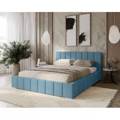 Gepolstertes Einzelbett 120x200 mit Stauraum BURKE - hellblau