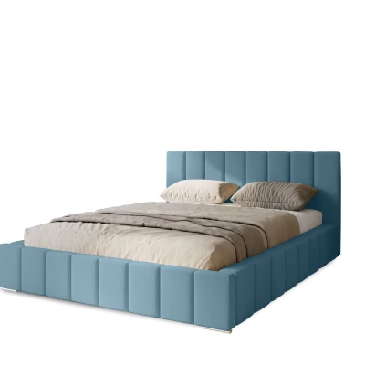 Gepolstertes Einzelbett 120x200 mit Stauraum BURKE - hellblau