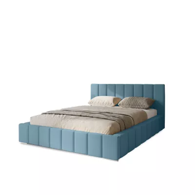 Gepolstertes Einzelbett 120x200 mit Stauraum BURKE - hellblau