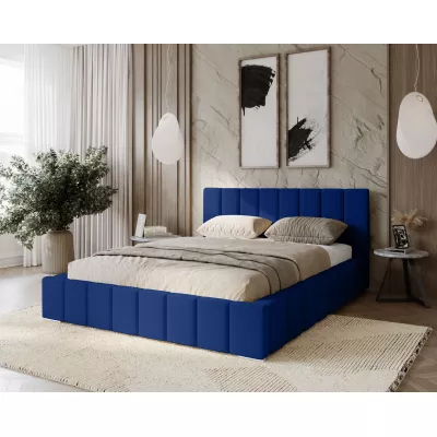 Gepolstertes Einzelbett 120x200 mit Stauraum BURKE - dunkelblau
