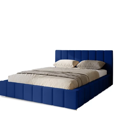 Gepolstertes Einzelbett 120x200 mit Stauraum BURKE - dunkelblau
