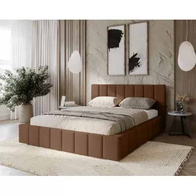 Gepolstertes Einzelbett 120x200 mit Stauraum BURKE - braun
