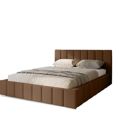 Gepolstertes Einzelbett 120x200 mit Stauraum BURKE - braun