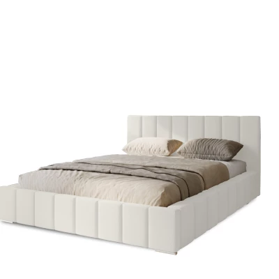 Gepolstertes Einzelbett 120x200 mit Stauraum BURKE - weiß