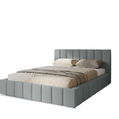 Gepolstertes Einzelbett 120x200 mit Stauraum BURKE - Platin