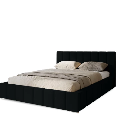Gepolstertes Einzelbett 120x200 mit Stauraum BURKE - schwarz