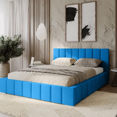 Gepolstertes Einzelbett 120x200 mit Stauraum BURKE - blau