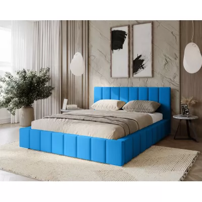 Gepolstertes Einzelbett 120x200 mit Stauraum BURKE - blau