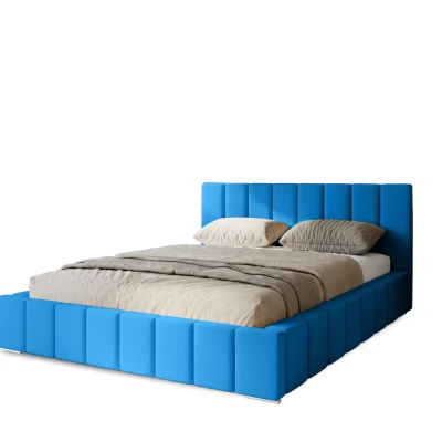 Gepolstertes Einzelbett 120x200 mit Stauraum BURKE - blau
