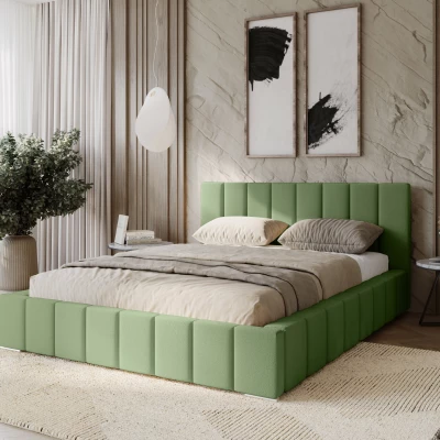 Gepolstertes Einzelbett 120x200 mit Stauraum BURKE - Khaki