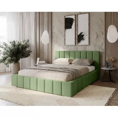 Gepolstertes Einzelbett 120x200 mit Stauraum BURKE - Khaki