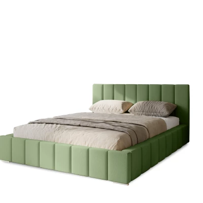 Gepolstertes Einzelbett 120x200 mit Stauraum BURKE - Khaki