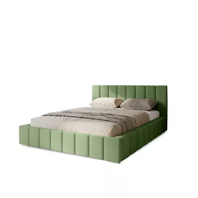 Gepolstertes Einzelbett 120x200 mit Stauraum BURKE - Khaki