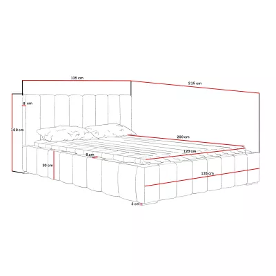 Gepolstertes Einzelbett 120x200 mit Stauraum BURKE - rot