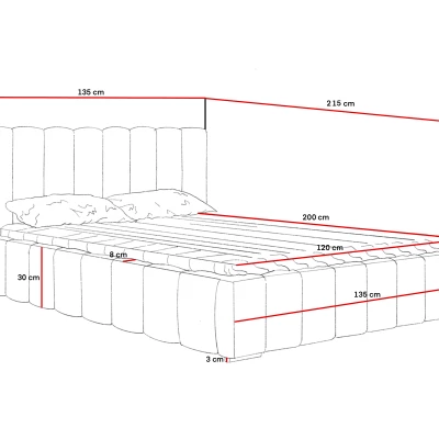 Gepolstertes Einzelbett 120x200 mit Stauraum BURKE - Latte
