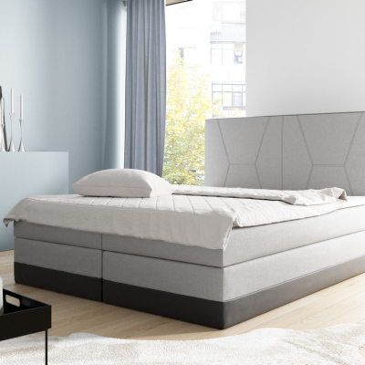 Gepolstertes Doppelbett Stefani grau 180 + gratis Matratzenauflage