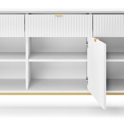 Breite, kombinierte Kommode MISHEEL – weiß/gold