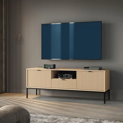 TV-Ständer MISHEEL – Eiche/Schwarz