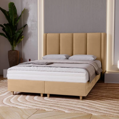 Gepolstertes Einzelbett 120x200 KENBRIDGE - warmes Beige
