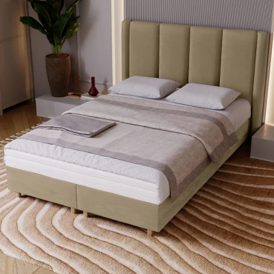 Gepolstertes Einzelbett 120x200 KENBRIDGE - hellbraun