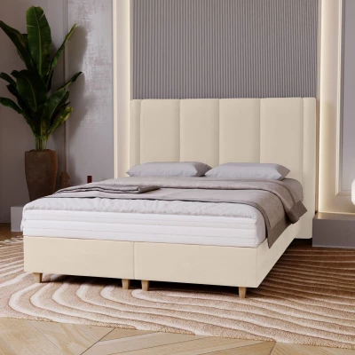 Gepolstertes Einzelbett 120x200 KENBRIDGE - Vanille
