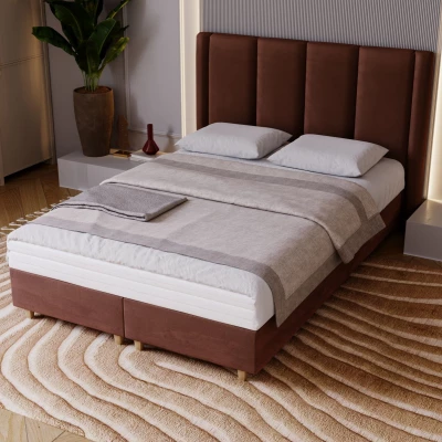 Gepolstertes Einzelbett 120x200 KENBRIDGE - braun 1