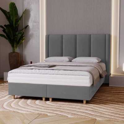Gepolstertes Einzelbett 120x200 KENBRIDGE - Stahlgrau