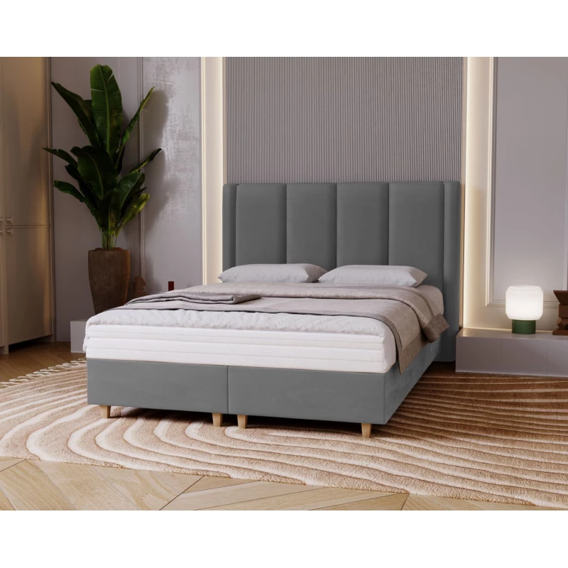 Gepolstertes Einzelbett 120x200 KENBRIDGE - Stahlgrau