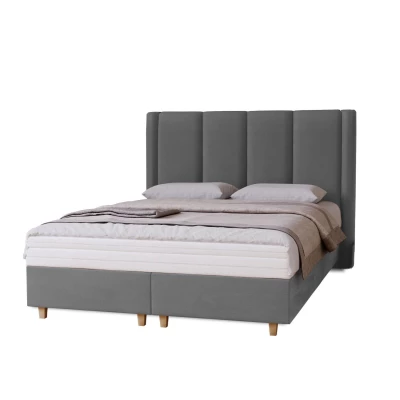 Gepolstertes Einzelbett 120x200 KENBRIDGE - Stahlgrau