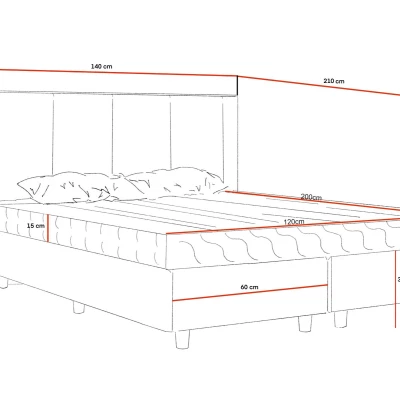 Gepolstertes Einzelbett 120x200 KENBRIDGE - Platin