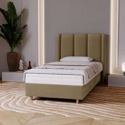 Gepolstertes Einzelbett 100x200 KENBRIDGE - hellbraun