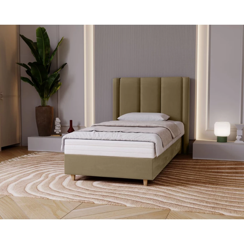 Gepolstertes Einzelbett 100x200 KENBRIDGE - hellbraun