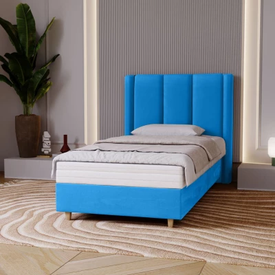 Gepolstertes Einzelbett 100x200 KENBRIDGE - blau