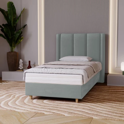Gepolstertes Einzelbett 100x200 KENBRIDGE - Platin
