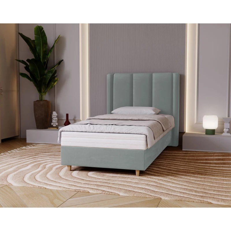Gepolstertes Einzelbett 100x200 KENBRIDGE - Platin
