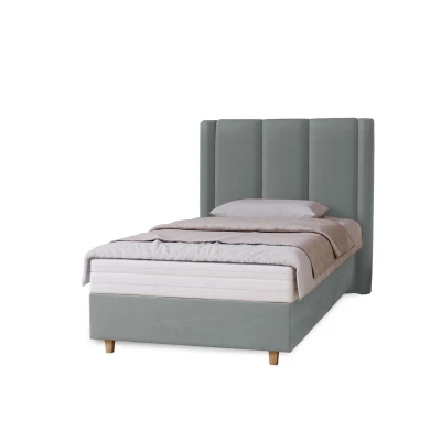 Gepolstertes Einzelbett 100x200 KENBRIDGE - Platin