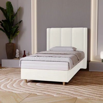 Gepolstertes Einzelbett 100x200 KENBRIDGE - weiß