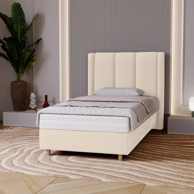 Gepolstertes Einzelbett 100x200 KENBRIDGE - Vanille