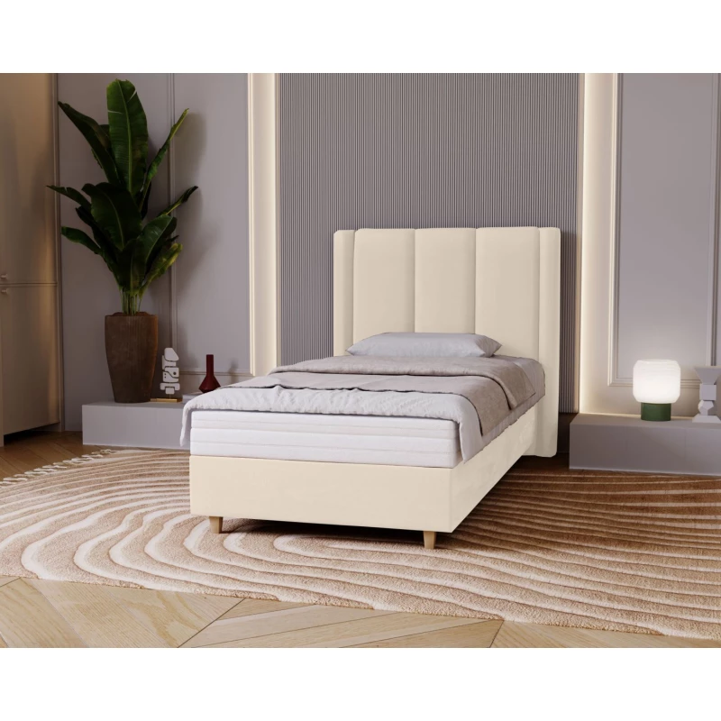 Gepolstertes Einzelbett 100x200 KENBRIDGE - Vanille