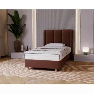 Gepolstertes Einzelbett 100x200 KENBRIDGE - braun 1