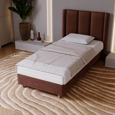 Gepolstertes Einzelbett 100x200 KENBRIDGE - braun 1