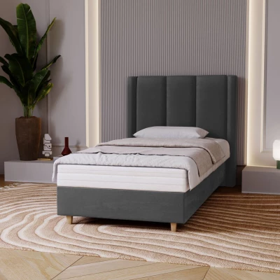 Gepolstertes Einzelbett 100x200 KENBRIDGE - Stahlgrau