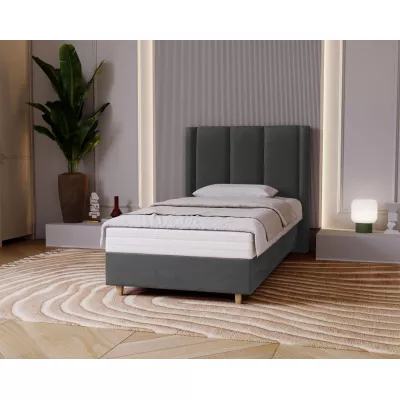 Gepolstertes Einzelbett 100x200 KENBRIDGE - Stahlgrau