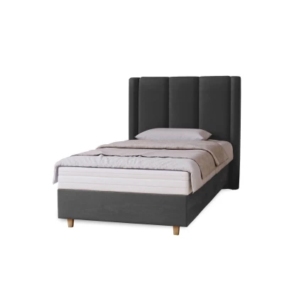 Gepolstertes Einzelbett 100x200 KENBRIDGE - Stahlgrau