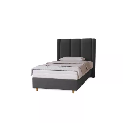 Gepolstertes Einzelbett 100x200 KENBRIDGE - Stahlgrau