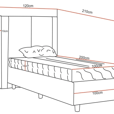 Gepolstertes Einzelbett 100x200 KENBRIDGE - grau