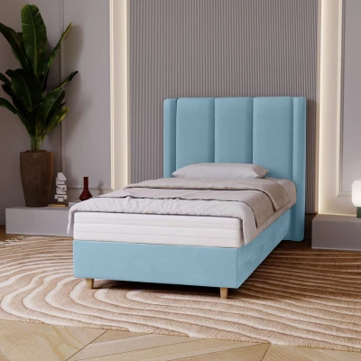 Gepolstertes Einzelbett 90x200 KENBRIDGE - hellblau