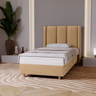 Gepolstertes Einzelbett 90x200 KENBRIDGE - warmes Beige